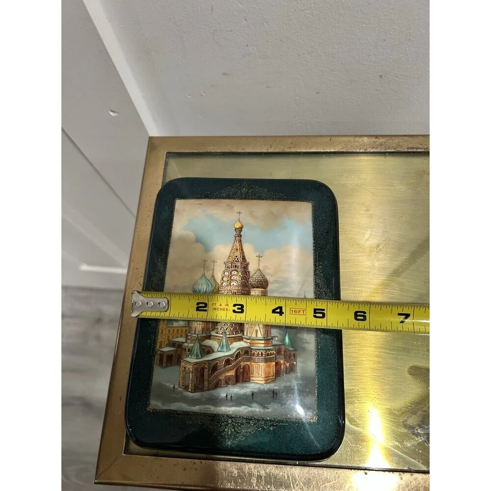 Signed Russian Lacquer Box St. Basil’s Cathedral Moscow Hand-Painted Hinged Box